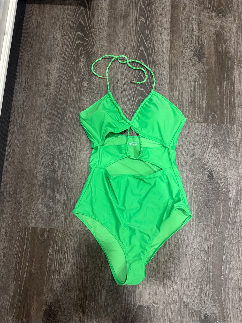 Aerie Bright Green One-Piece Swimsuit with Cutouts